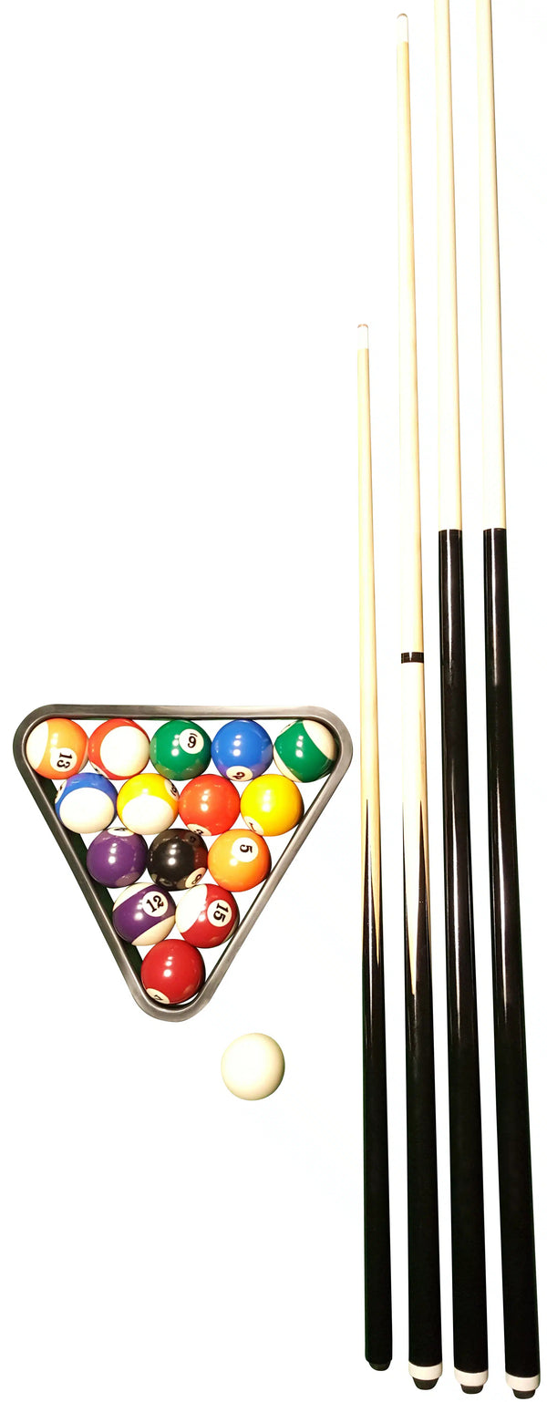 John West Billard Einsteiger Set - Kugeln + Triangel + 4 Queues