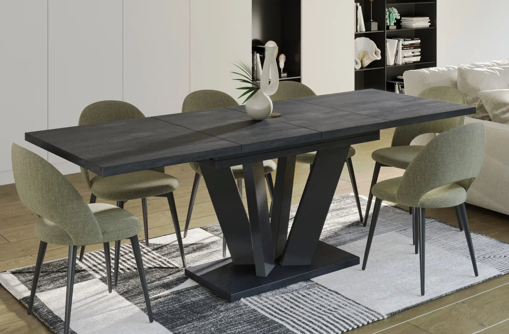 Der exquisite, ausziehbaren Holz Esstisch Alex von Endo Möbel - ein wahrer Blickfang für Ihr Esszimmer! Mit seiner innovativen Ausziehfunktion ist dieser Tisch perfekt für gesellige Abende mit Familie und Freunden geeignet