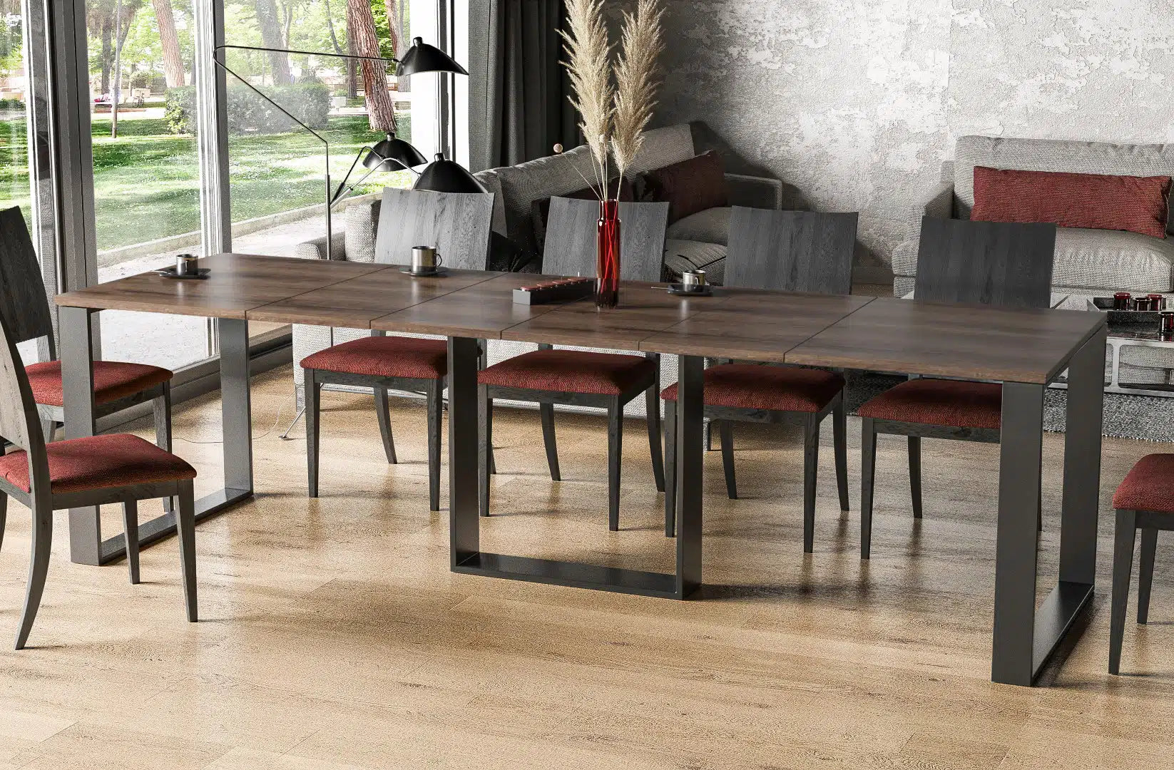 Der exquisite, ausziehbaren Holz Esstisch Borys von Endo Möbel - ein wahrer Blickfang für Ihr Esszimmer! Mit seiner innovativen Ausziehfunktion ist dieser Tisch perfekt für gesellige Abende mit Familie und Freunden geeignet