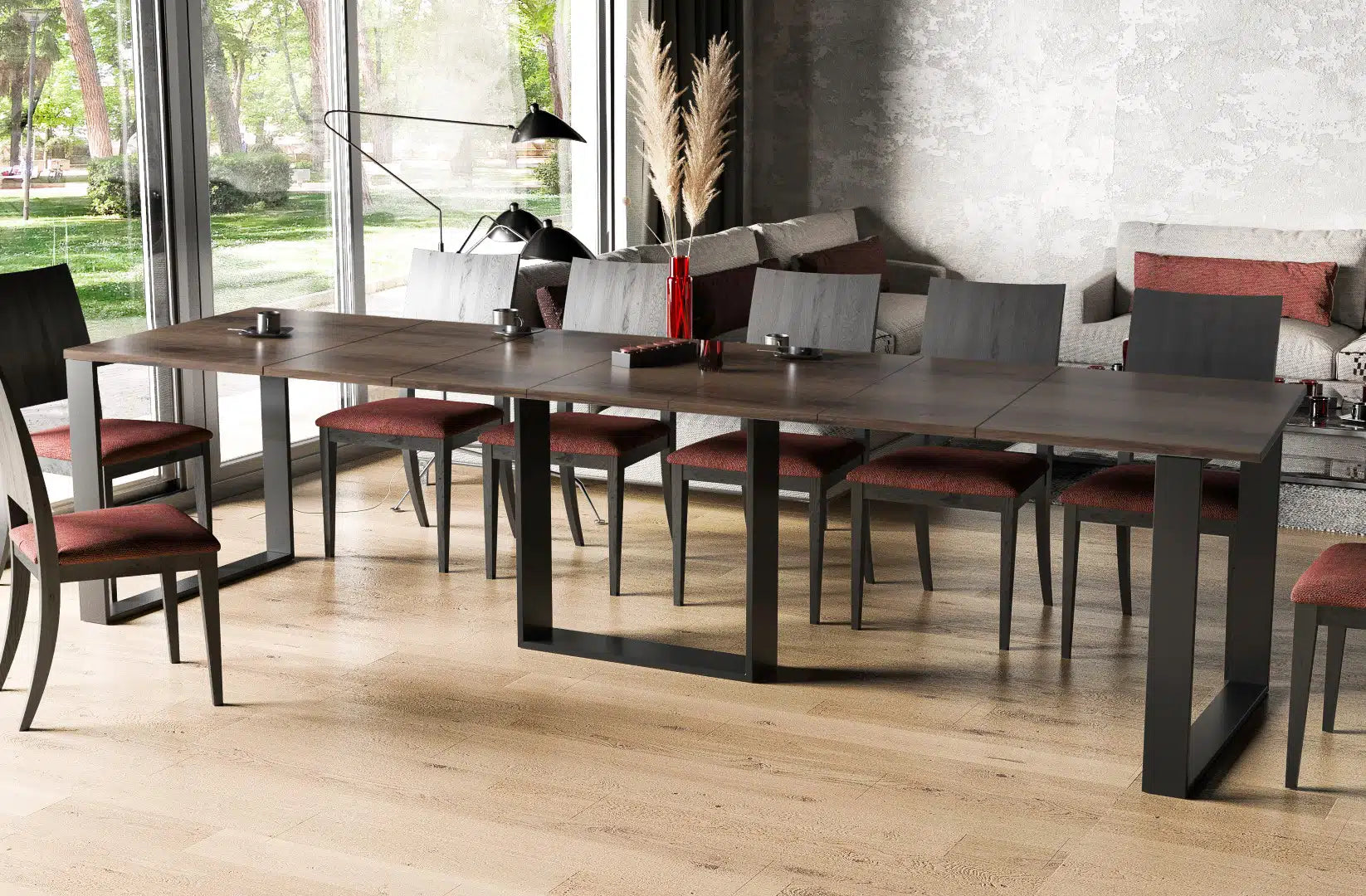 Der exquisite, ausziehbaren Holz Esstisch Borys von Endo Möbel - ein wahrer Blickfang für Ihr Esszimmer! Mit seiner innovativen Ausziehfunktion ist dieser Tisch perfekt für gesellige Abende mit Familie und Freunden geeignet