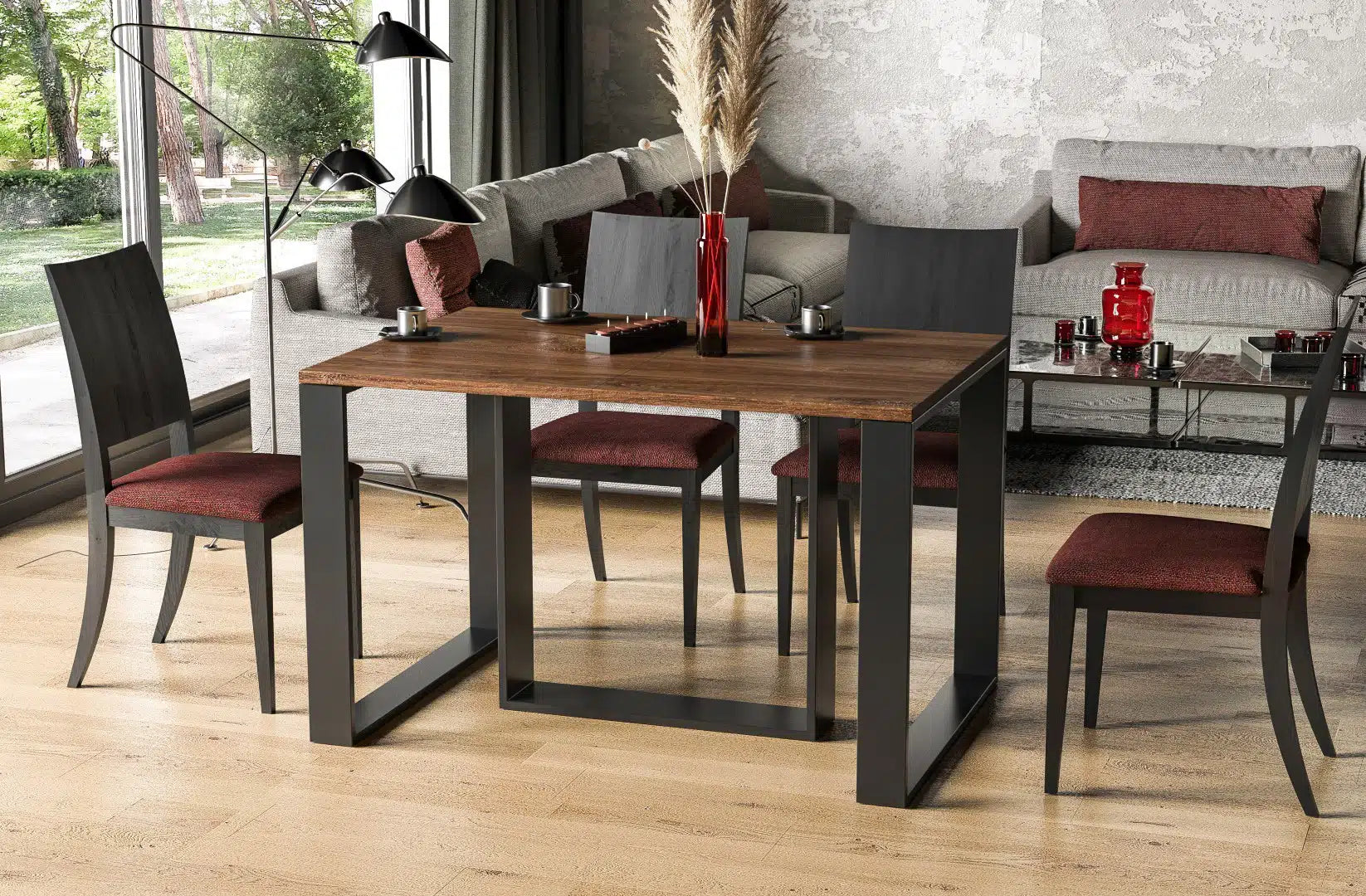 Der exquisite, ausziehbaren Holz Esstisch Borys von Endo Möbel - ein wahrer Blickfang für Ihr Esszimmer! Mit seiner innovativen Ausziehfunktion ist dieser Tisch perfekt für gesellige Abende mit Familie und Freunden geeignet