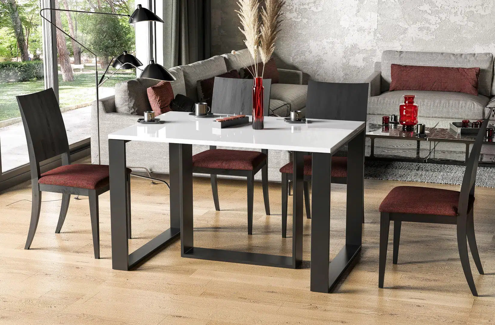 Der exquisite, ausziehbaren Holz Esstisch Borys von Endo Möbel - ein wahrer Blickfang für Ihr Esszimmer! Mit seiner innovativen Ausziehfunktion ist dieser Tisch perfekt für gesellige Abende mit Familie und Freunden geeignet