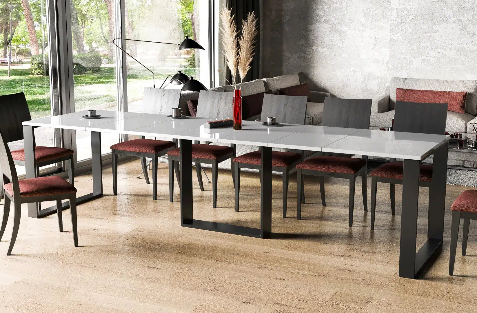 Der exquisite, ausziehbaren Holz Esstisch Borys von Endo Möbel - ein wahrer Blickfang für Ihr Esszimmer! Mit seiner innovativen Ausziehfunktion ist dieser Tisch perfekt für gesellige Abende mit Familie und Freunden geeignet