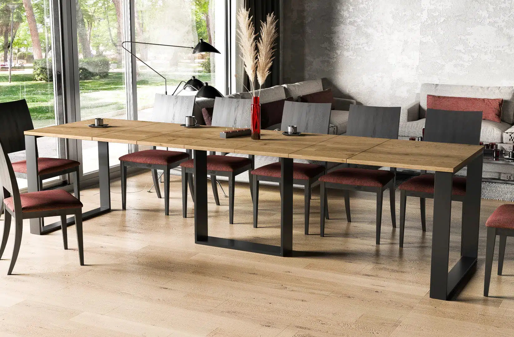 Der exquisite, ausziehbaren Holz Esstisch Borys von Endo Möbel - ein wahrer Blickfang für Ihr Esszimmer! Mit seiner innovativen Ausziehfunktion ist dieser Tisch perfekt für gesellige Abende mit Familie und Freunden geeignet