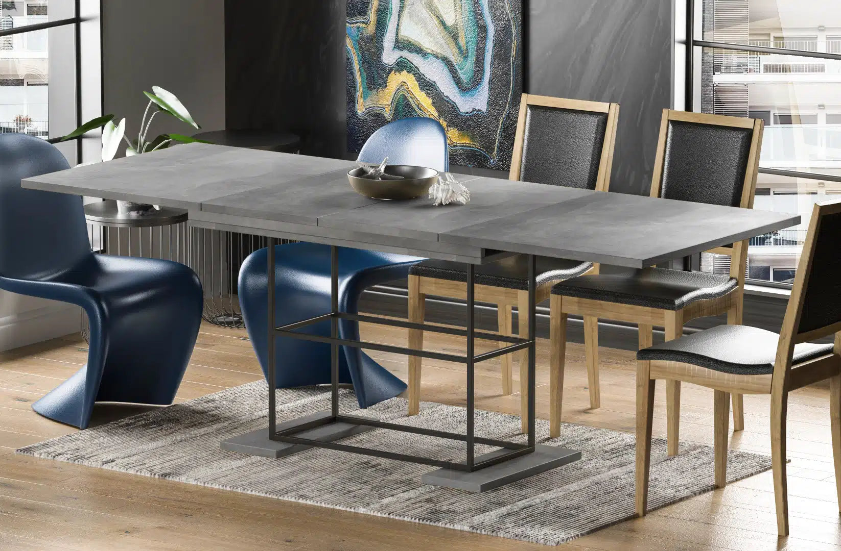 Der exquisite, ausziehbaren Holz Esstisch Gani von Endo Möbel - ein wahrer Blickfang für Ihr Esszimmer! Mit seiner innovativen Ausziehfunktion ist dieser Tisch perfekt für gesellige Abende mit Familie und Freunden geeignet