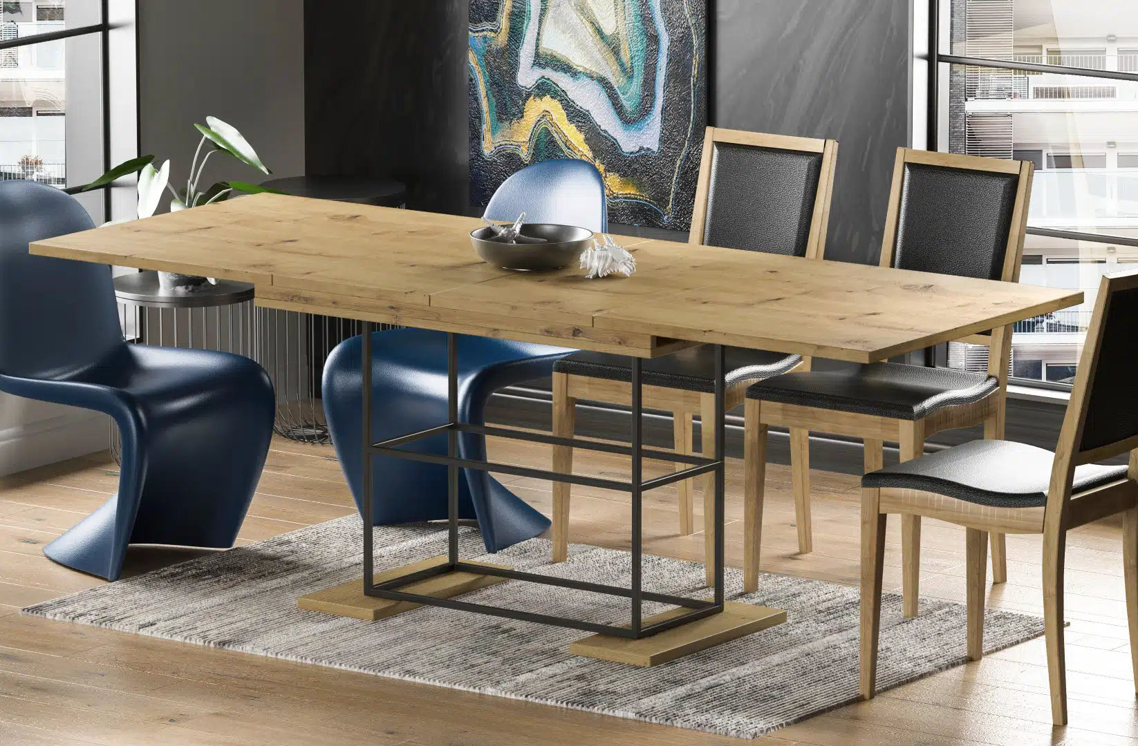 Der exquisite, ausziehbaren Holz Esstisch Gani von Endo Möbel - ein wahrer Blickfang für Ihr Esszimmer! Mit seiner innovativen Ausziehfunktion ist dieser Tisch perfekt für gesellige Abende mit Familie und Freunden geeignet