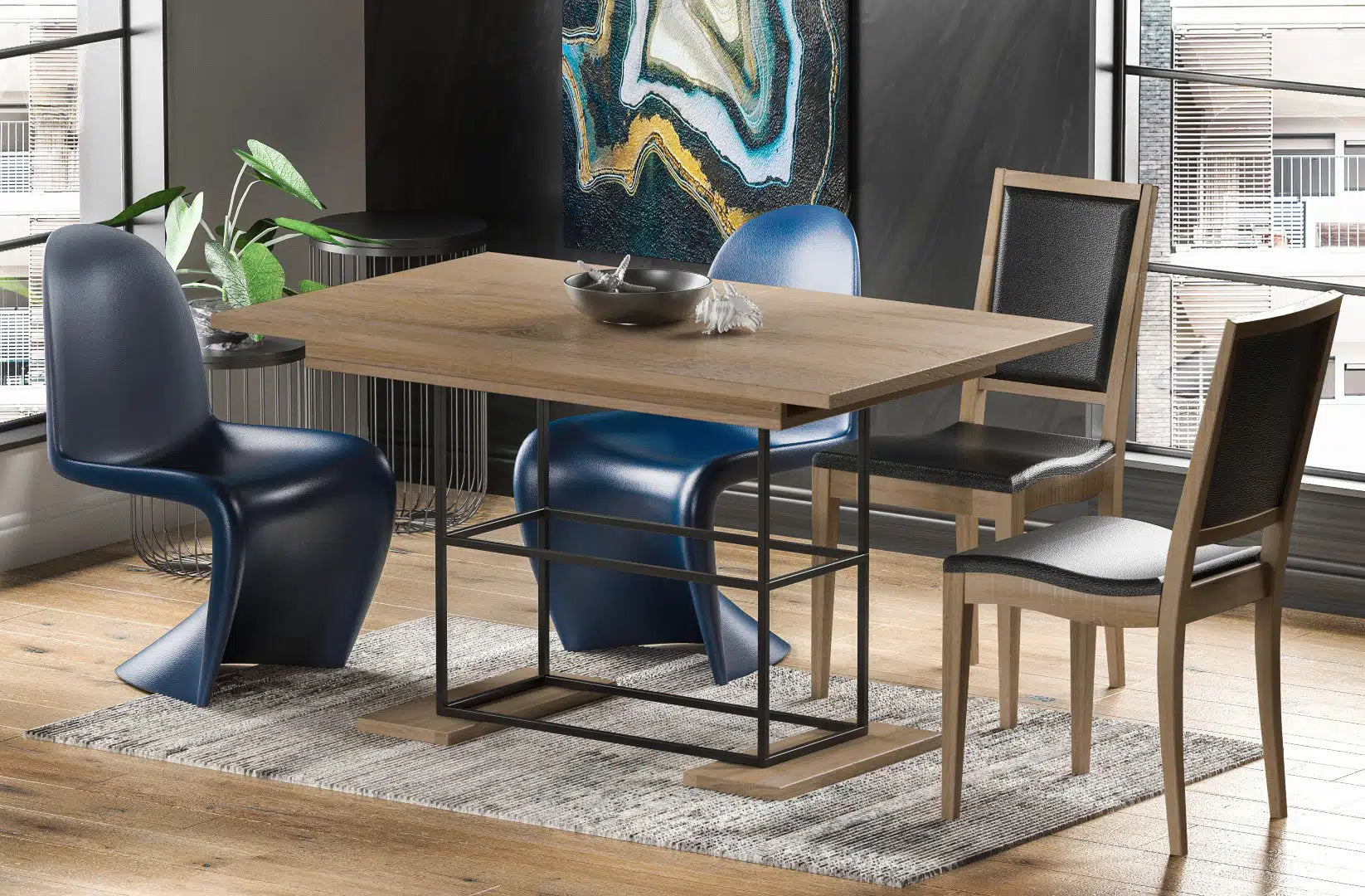 Der exquisite, ausziehbaren Holz Esstisch Gani von Endo Möbel - ein wahrer Blickfang für Ihr Esszimmer! Mit seiner innovativen Ausziehfunktion ist dieser Tisch perfekt für gesellige Abende mit Familie und Freunden geeignet