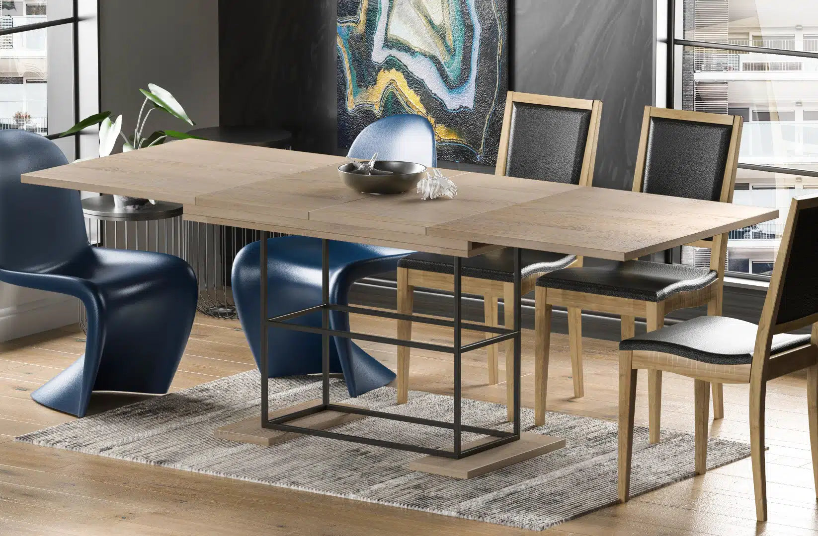 Der exquisite, ausziehbaren Holz Esstisch Gani von Endo Möbel - ein wahrer Blickfang für Ihr Esszimmer! Mit seiner innovativen Ausziehfunktion ist dieser Tisch perfekt für gesellige Abende mit Familie und Freunden geeignet