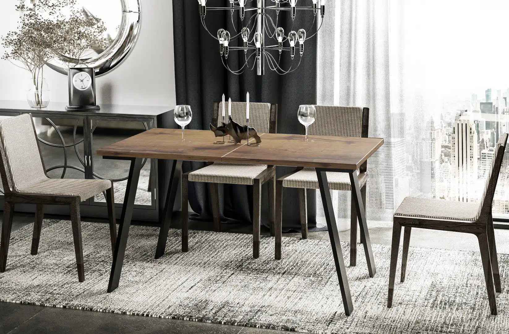 Der exquisite, ausziehbaren Holz Esstisch Liwia von Endo Möbel - ein wahrer Blickfang für Ihr Esszimmer! Mit seiner innovativen Ausziehfunktion ist dieser Tisch perfekt für gesellige Abende mit Familie und Freunden geeignet
