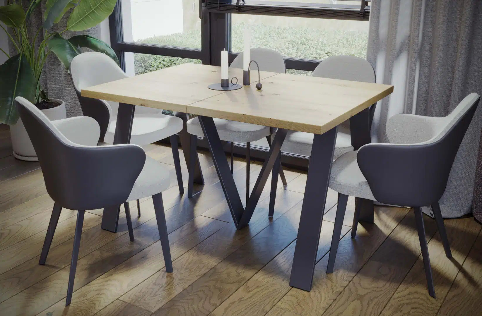 Der exquisite, ausziehbaren Holz Esstisch Lungo von Endo Möbel - ein wahrer Blickfang für Ihr Esszimmer! Mit seiner innovativen Ausziehfunktion ist dieser Tisch perfekt für gesellige Abende mit Familie und Freunden geeignet