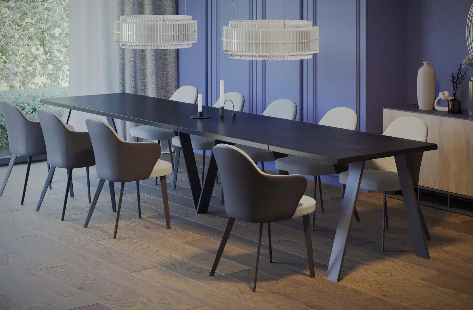 Der exquisite, ausziehbaren Holz Esstisch Lungo von Endo Möbel - ein wahrer Blickfang für Ihr Esszimmer! Mit seiner innovativen Ausziehfunktion ist dieser Tisch perfekt für gesellige Abende mit Familie und Freunden geeignet