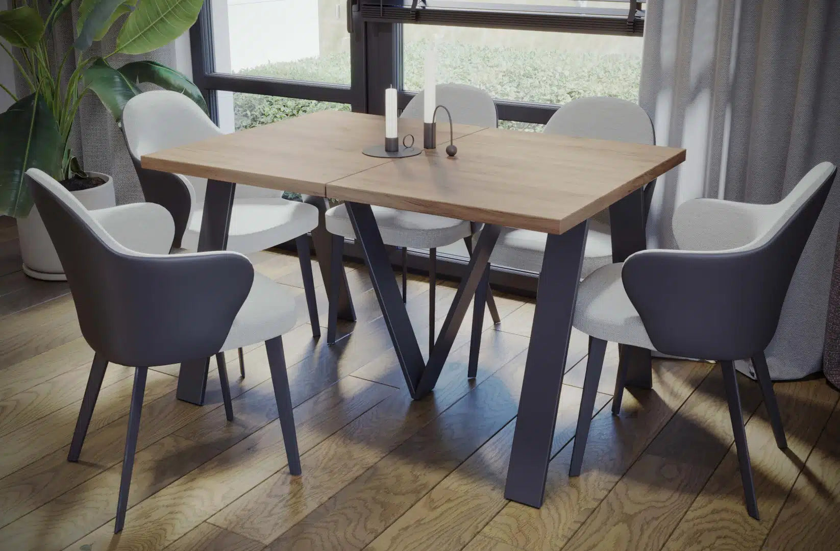 Der exquisite, ausziehbaren Holz Esstisch Lungo von Endo Möbel - ein wahrer Blickfang für Ihr Esszimmer! Mit seiner innovativen Ausziehfunktion ist dieser Tisch perfekt für gesellige Abende mit Familie und Freunden geeignet