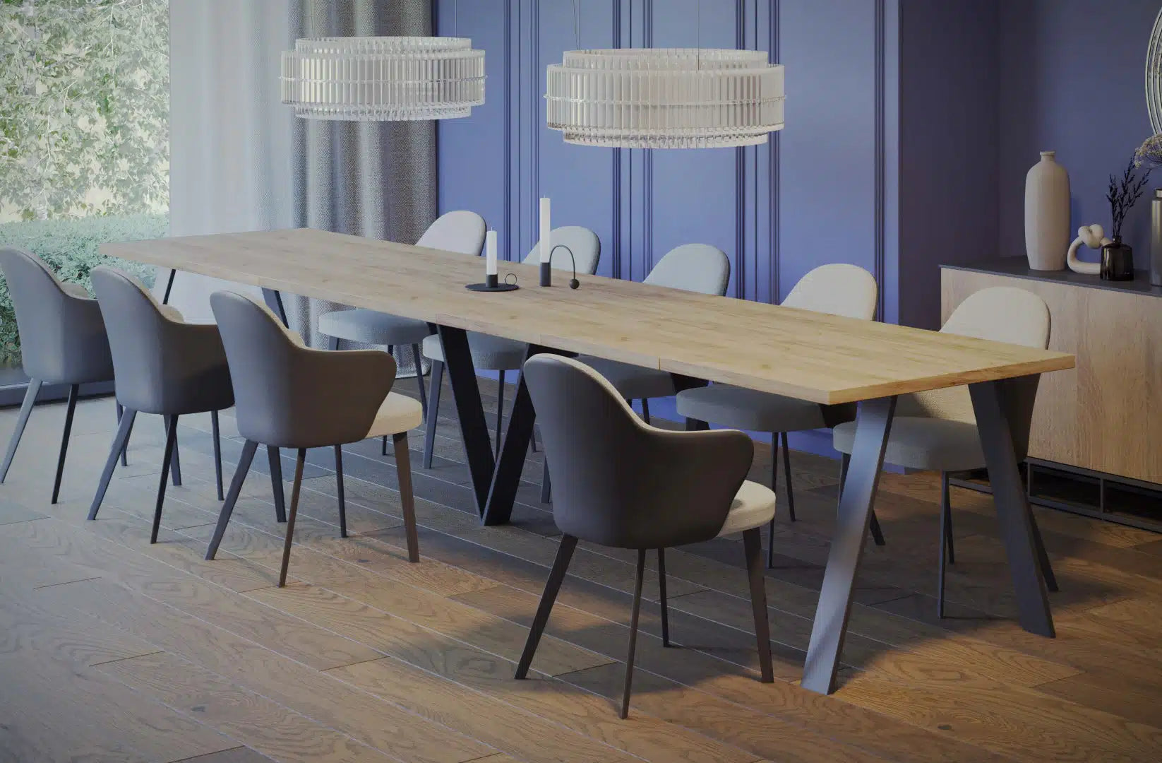 Der exquisite, ausziehbaren Holz Esstisch Lungo von Endo Möbel - ein wahrer Blickfang für Ihr Esszimmer! Mit seiner innovativen Ausziehfunktion ist dieser Tisch perfekt für gesellige Abende mit Familie und Freunden geeignet