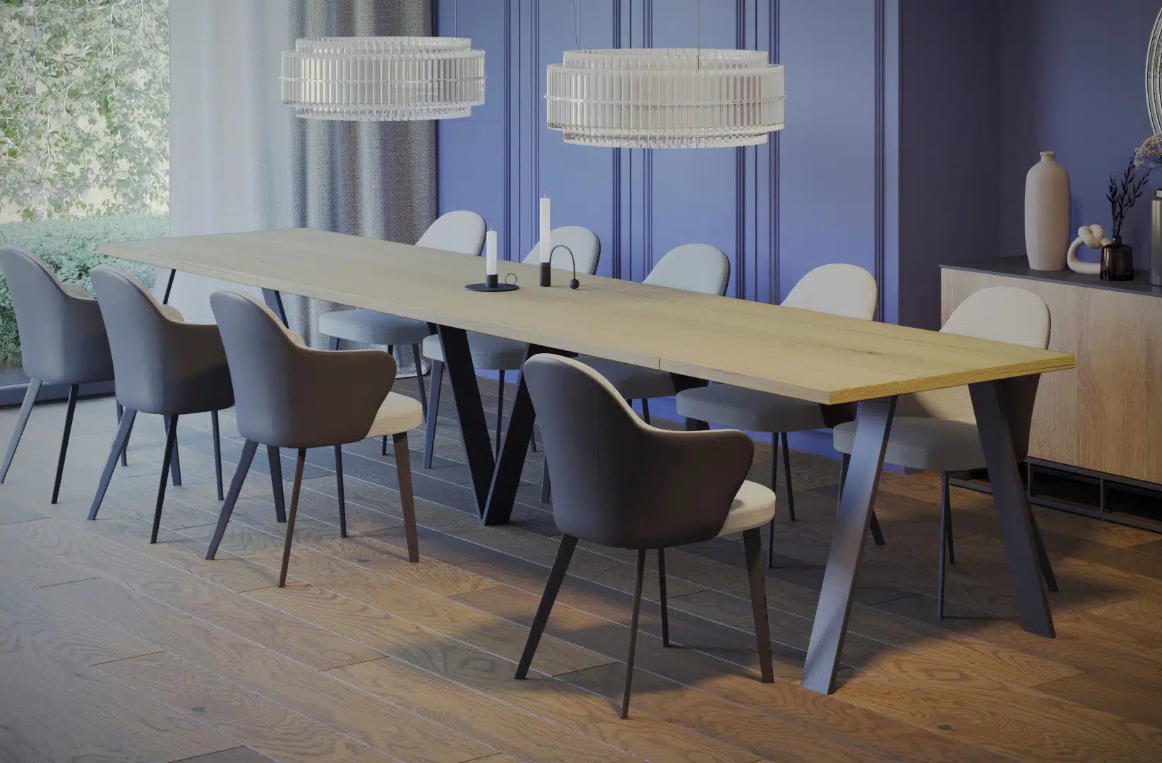 Der exquisite, ausziehbaren Holz Esstisch Lungo von Endo Möbel - ein wahrer Blickfang für Ihr Esszimmer! Mit seiner innovativen Ausziehfunktion ist dieser Tisch perfekt für gesellige Abende mit Familie und Freunden geeignet