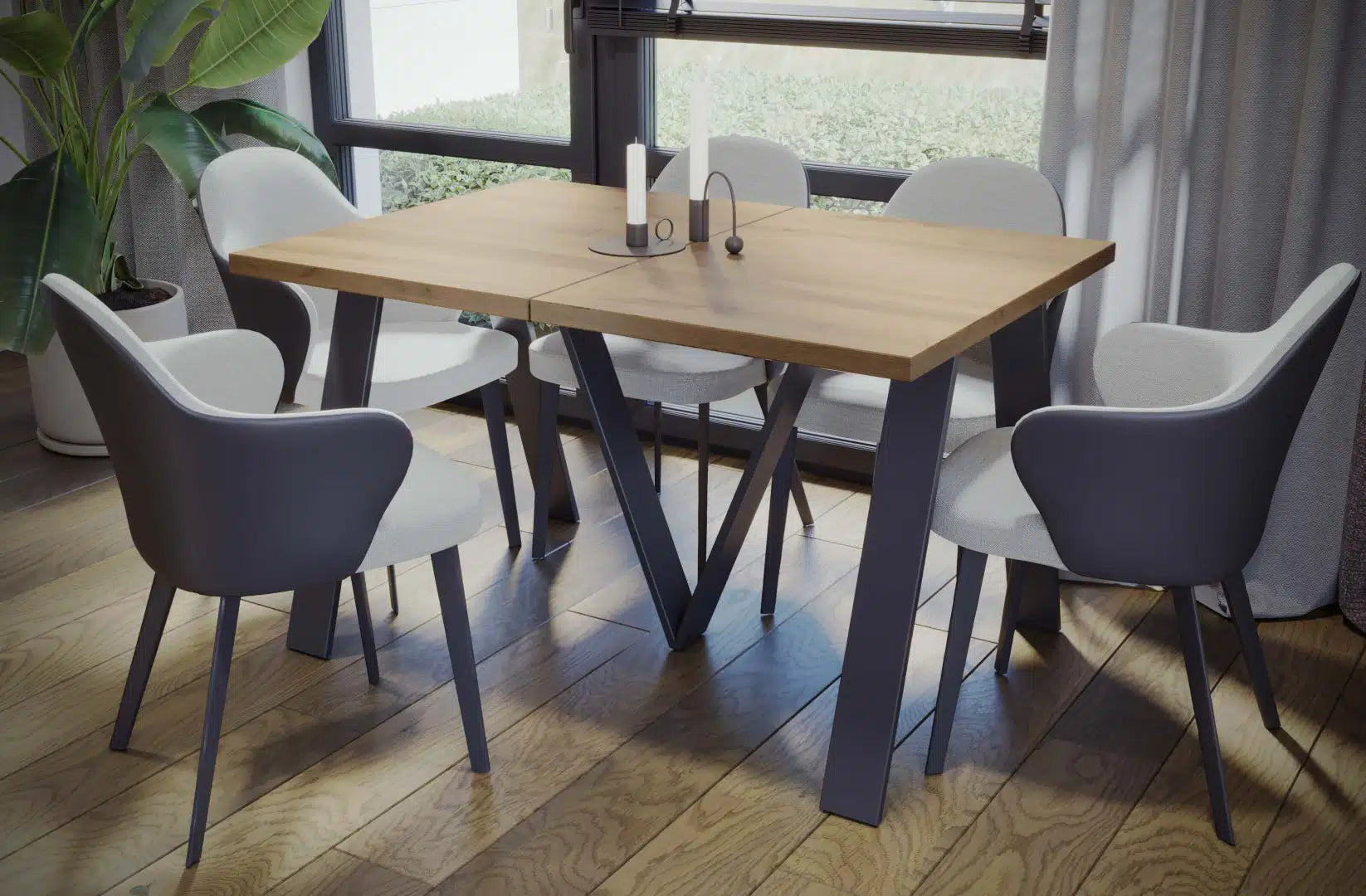 Der exquisite, ausziehbaren Holz Esstisch Lungo von Endo Möbel - ein wahrer Blickfang für Ihr Esszimmer! Mit seiner innovativen Ausziehfunktion ist dieser Tisch perfekt für gesellige Abende mit Familie und Freunden geeignet