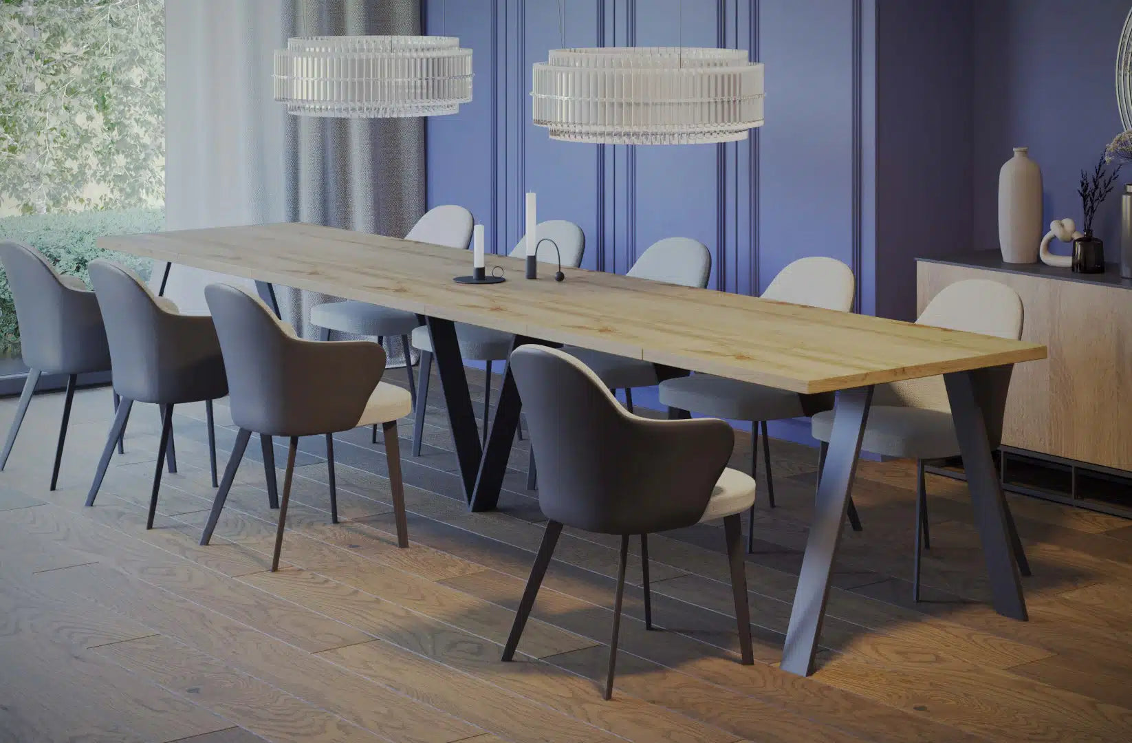 Der exquisite, ausziehbaren Holz Esstisch Lungo von Endo Möbel - ein wahrer Blickfang für Ihr Esszimmer! Mit seiner innovativen Ausziehfunktion ist dieser Tisch perfekt für gesellige Abende mit Familie und Freunden geeignet