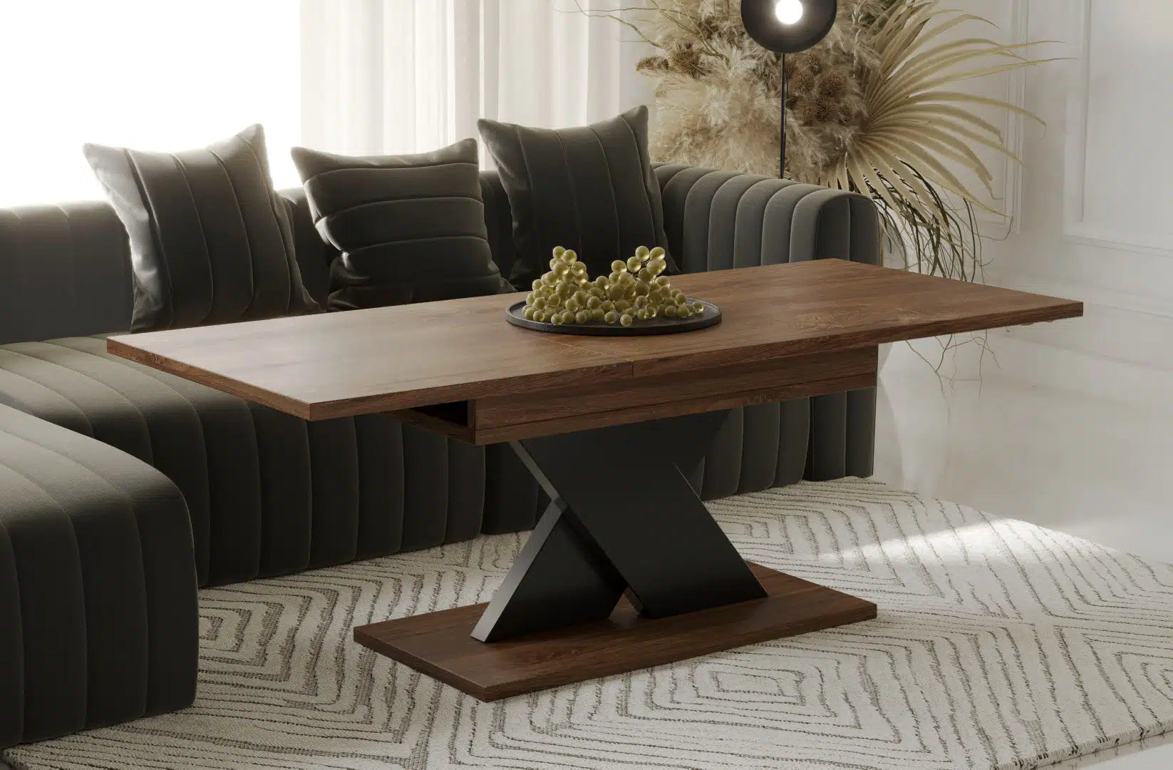 Der exquisite, ausziehbaren Holz Esstisch Ilo von Endo Möbel - ein wahrer Blickfang für Ihr Esszimmer! Mit seiner innovativen Ausziehfunktion ist dieser Tisch perfekt für gesellige Abende mit Familie und Freunden geeignet