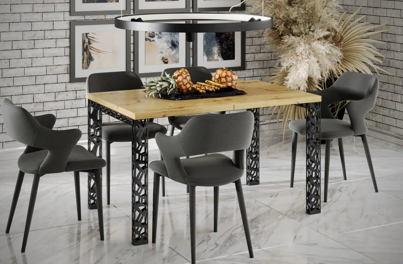 Der exquisite, ausziehbaren Holz Esstisch Matio von Endo Möbel - ein wahrer Blickfang für Ihr Esszimmer! Mit seiner innovativen Ausziehfunktion ist dieser Tisch perfekt für gesellige Abende mit Familie und Freunden geeignet