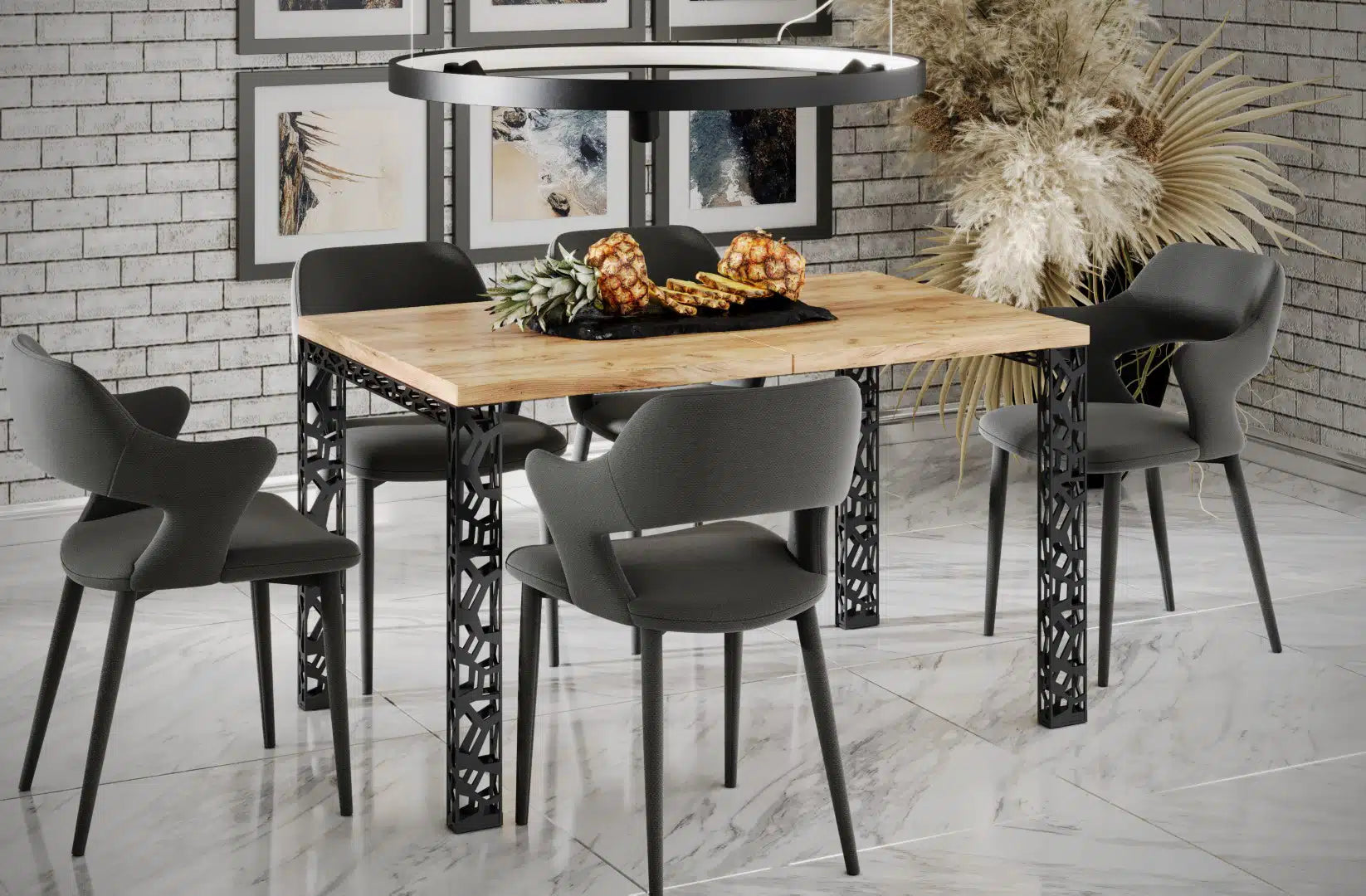 Der exquisite, ausziehbaren Holz Esstisch Matio von Endo Möbel - ein wahrer Blickfang für Ihr Esszimmer! Mit seiner innovativen Ausziehfunktion ist dieser Tisch perfekt für gesellige Abende mit Familie und Freunden geeignet