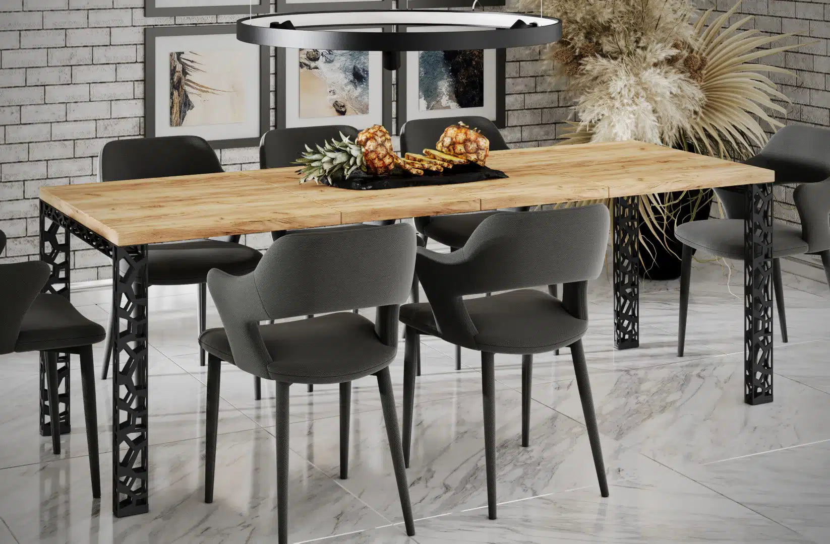 Der exquisite, ausziehbaren Holz Esstisch Matio von Endo Möbel - ein wahrer Blickfang für Ihr Esszimmer! Mit seiner innovativen Ausziehfunktion ist dieser Tisch perfekt für gesellige Abende mit Familie und Freunden geeignet