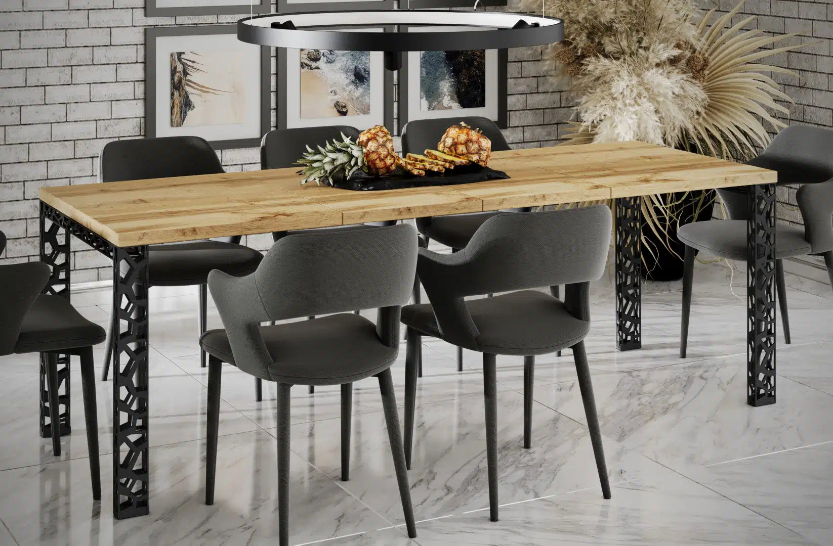 Der exquisite, ausziehbaren Holz Esstisch Matio von Endo Möbel - ein wahrer Blickfang für Ihr Esszimmer! Mit seiner innovativen Ausziehfunktion ist dieser Tisch perfekt für gesellige Abende mit Familie und Freunden geeignet
