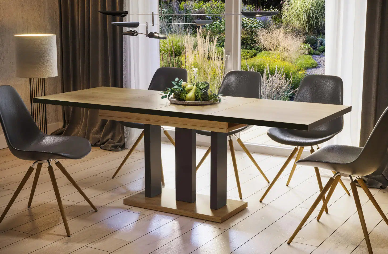 Der exquisite, ausziehbaren Holz Esstisch Appia von Endo Möbel - ein wahrer Blickfang für Ihr Wohnzimmer! Mit seiner innovativen Ausziehfunktion ist dieser Tisch perfekt für gesellige Abende mit Familie und Freunden geeignet