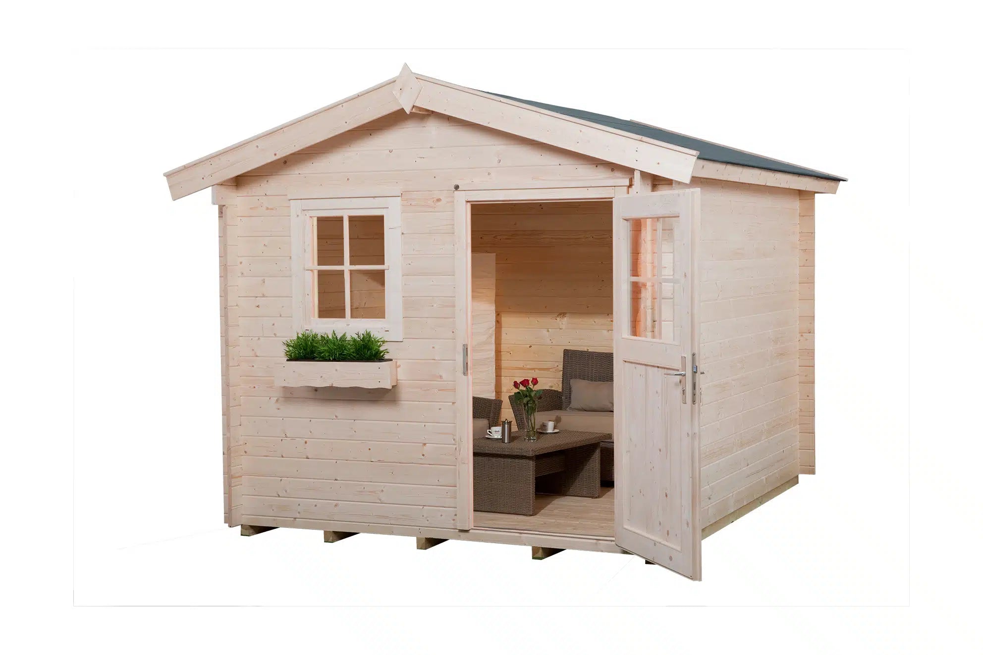 Weka Gartenhaus mit Satteldach aus Fichtenholz - verstauen sie ihr Gartenwerkzeug