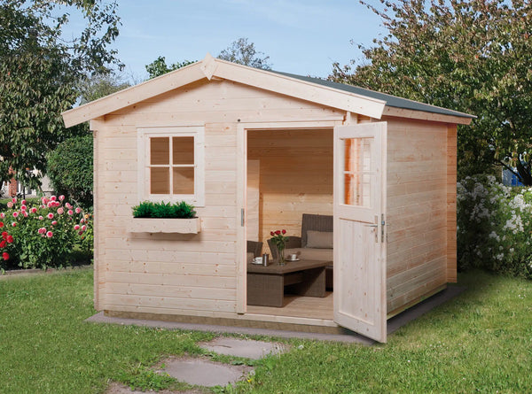 Weka Gartenhaus mit Satteldach aus Fichtenholz - verstauen sie ihr Gartenwerkzeug