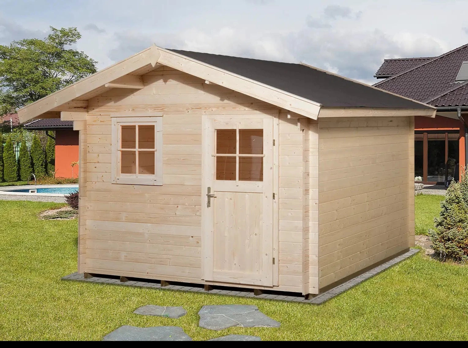 Weka Gartenhaus mit Satteldach aus Fichtenholz - verstauen sie ihr Gartenwerkzeug