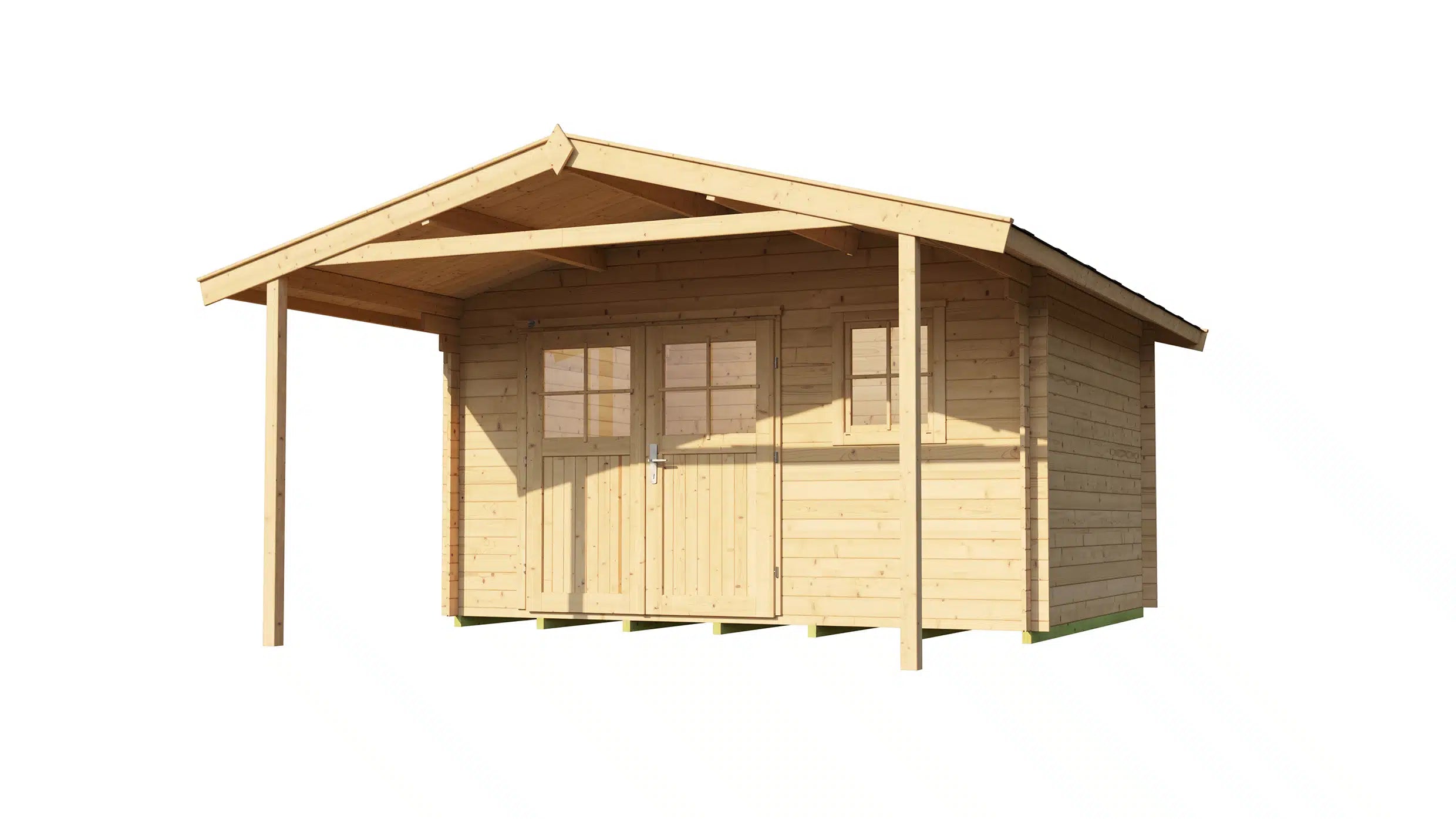 Weka Gartenhaus mit Veranda und Satteldach aus Fichtenholz - Nutzen Sie den Wohnraum als Wohlfühl-Oase oder zum verstauen ihrer Garten Werkzeuge
