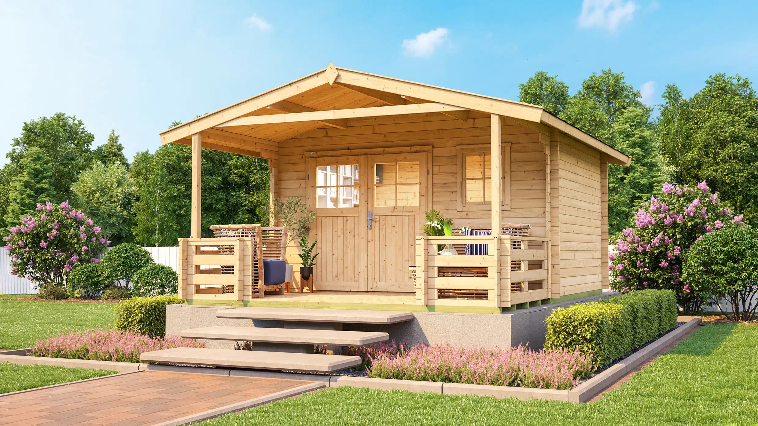 Weka Gartenhaus mit Veranda und Satteldach aus Fichtenholz - Nutzen Sie den Wohnraum als Wohlfühl-Oase oder zum verstauen ihrer Garten Werkzeuge