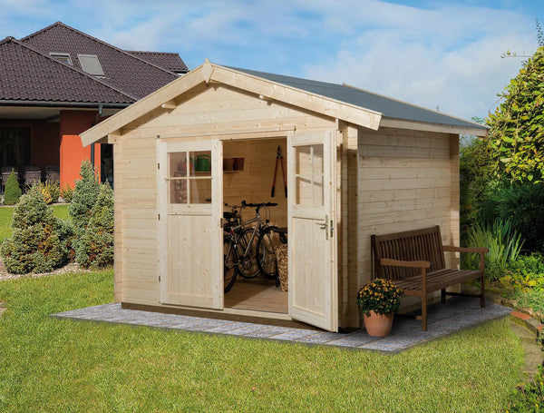 Weka Gartenhaus mit Satteldach aus Fichtenholz - verstauen sie ihr Gartenwerkzeug