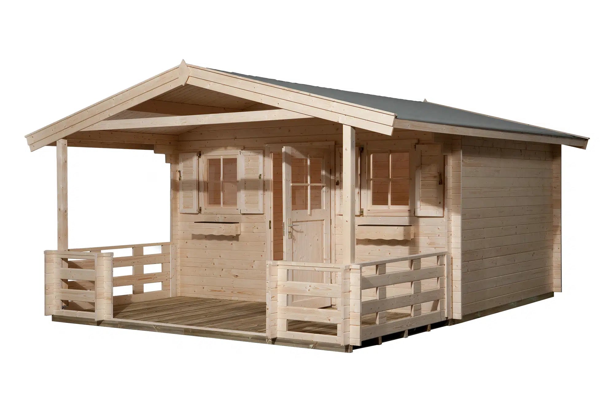 Weka Gartenhaus mit Veranda und Satteldach aus Fichtenholz - Nutzen Sie den Wohnraum als Wohlfühl-Oase oder zum verstauen ihrer Garten Werkzeuge