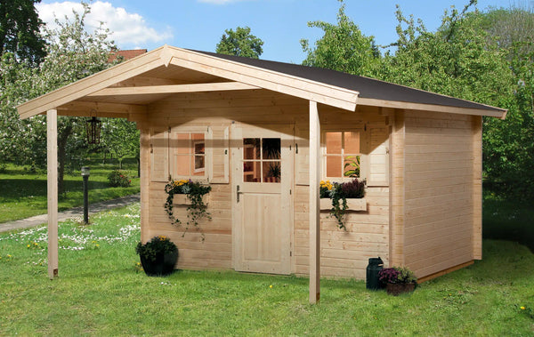 Weka Gartenhaus mit Veranda und Satteldach aus Fichtenholz - Nutzen Sie den Wohnraum als Wohlfühl-Oase oder zum verstauen ihrer Garten Werkzeuge