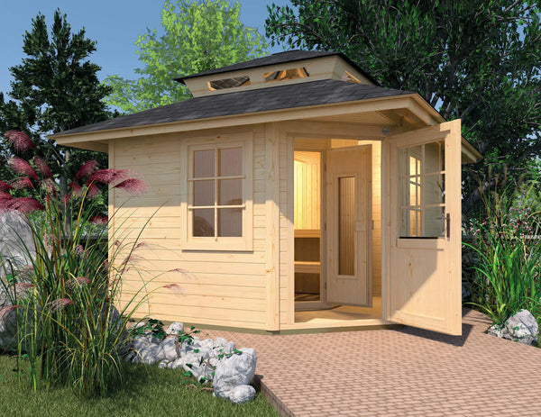 WEKA Sauna Gartenhaus aus Massivholz. Die Sauna ist ein Wohlfühlraum zum enstpannen