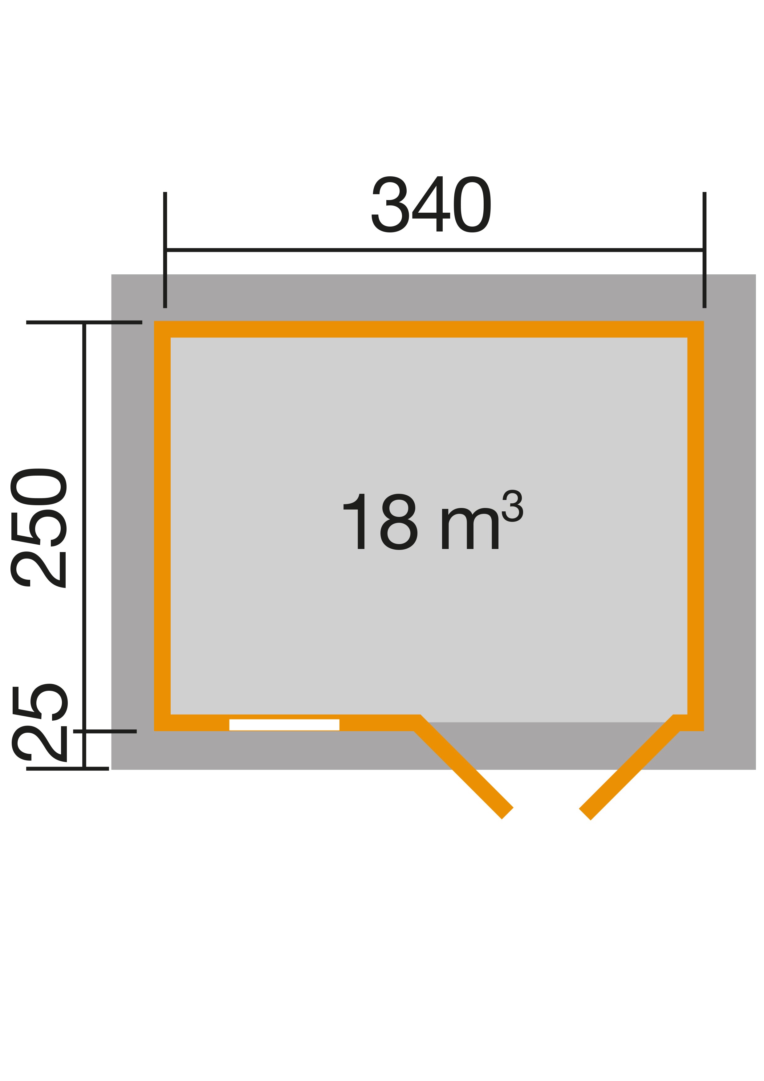 gartenhaus maße 340x250