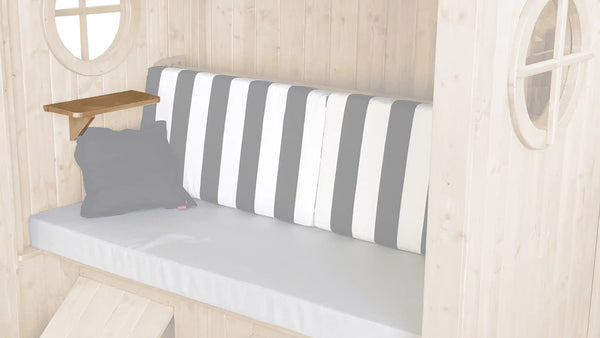 Sitzkissen, seitliches Ablageset, silber geb. aus Holz für Laube Merano