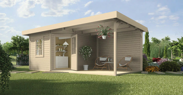 Weka Design Gartenhaus mit Flachdach aus Fichtenholz - Nutzen Sie den Wohnraum als Wohlfühl-Oase oder zum verstauen ihrer Garten Werkzeuge