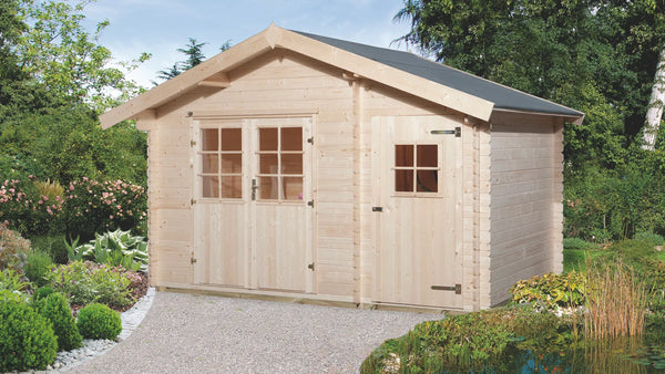 Weka Gartenhaus mit Nebenraum mit Satteldach aus Fichtenholz - verstauen sie ihr Gartenwerkzeug