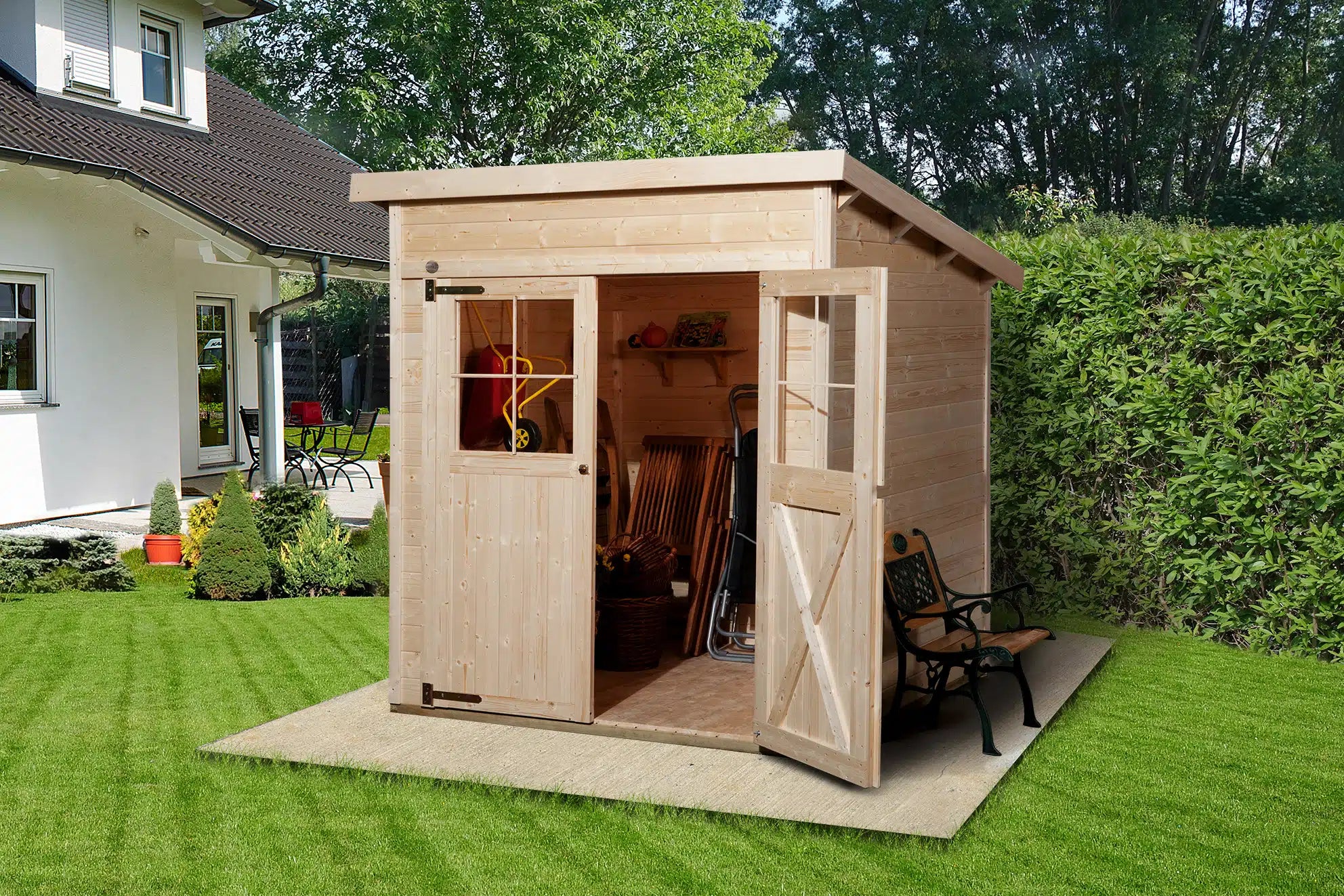 weka gartenhaus aus fichtenholz mit pultdach - verstauen sie ihr Gartenwerkzeug