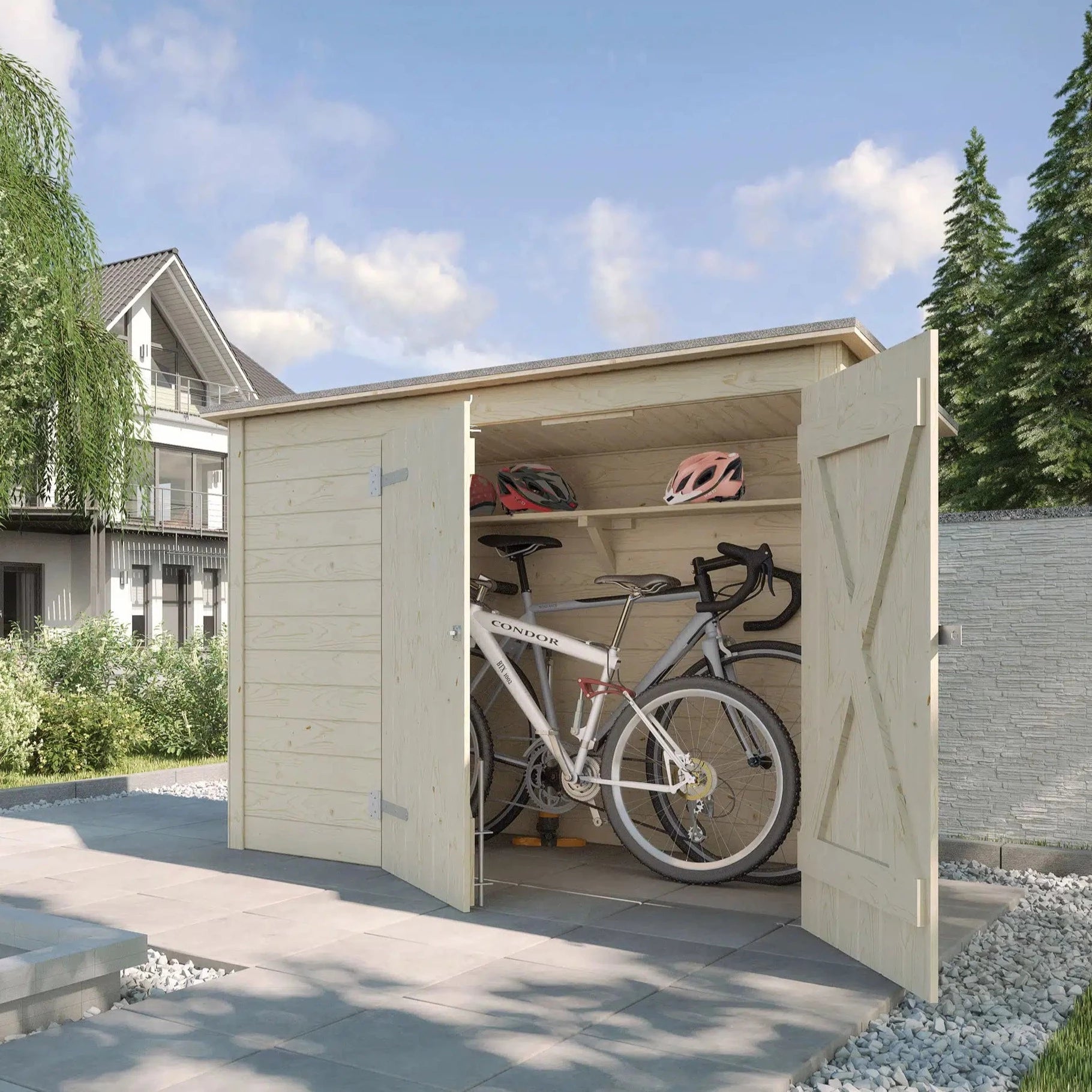 Fahrrad- und Mülltonnenbox, natur, 19 mm