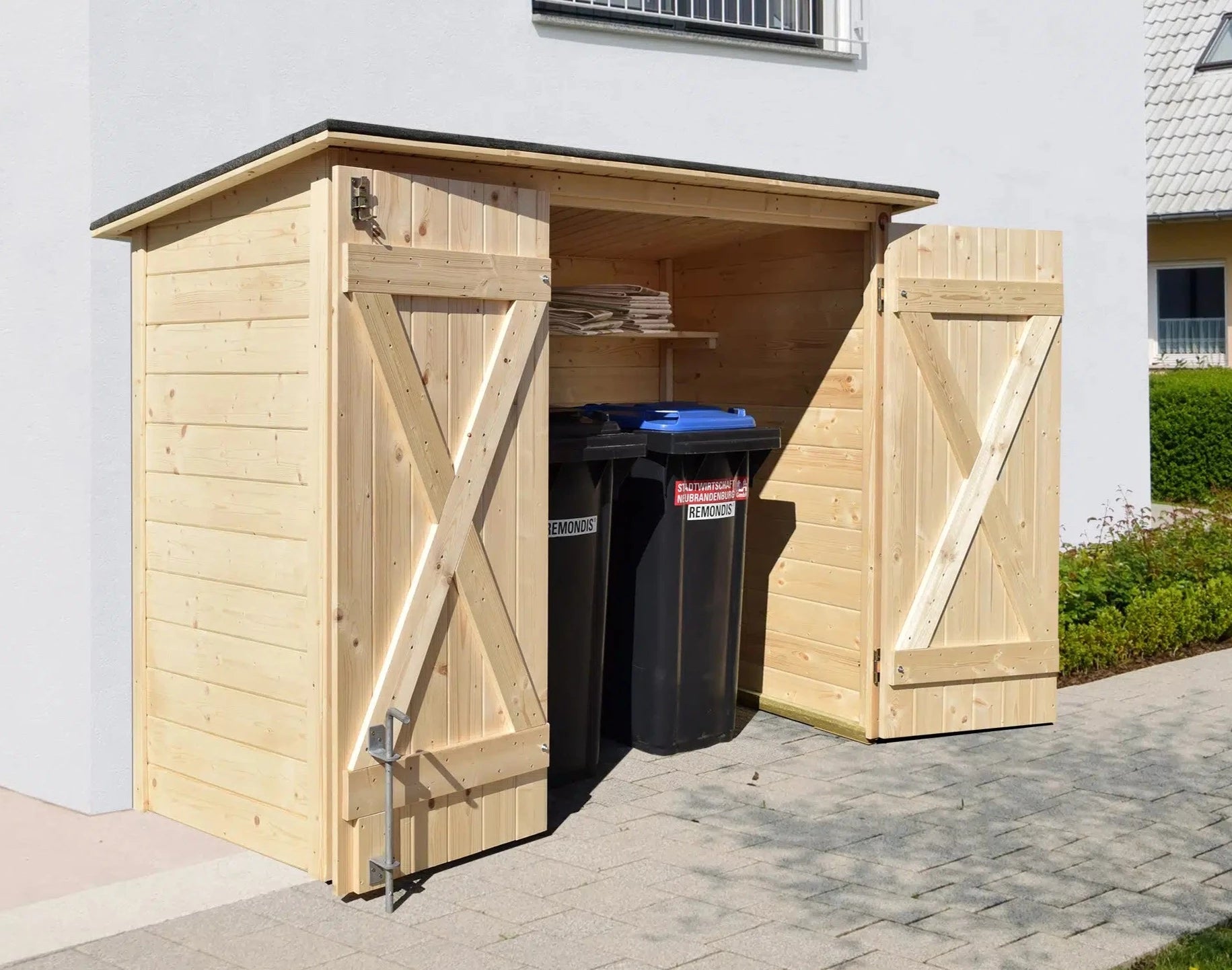 Fahrrad- und Mülltonnenbox, natur, 19 mm