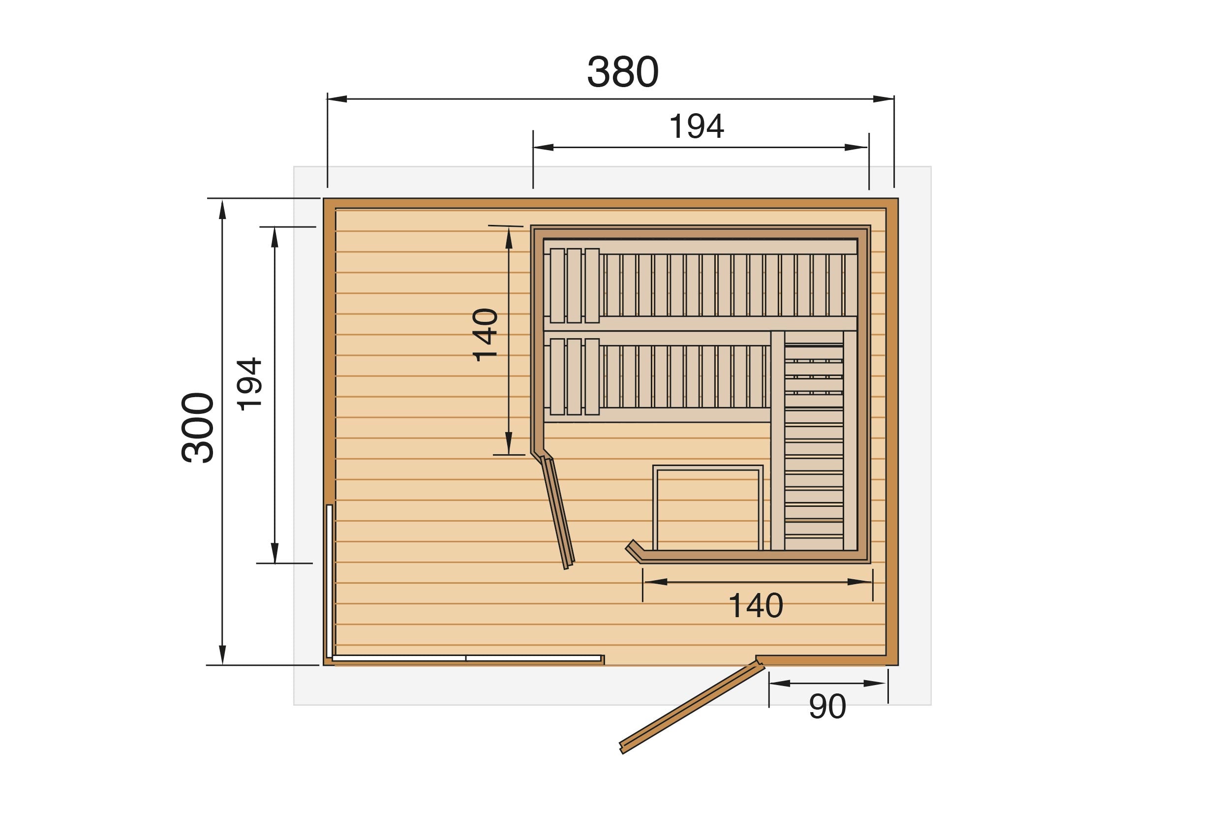 WEKA Design Sauna Gartenhaus aus Massivholz. Die Sauna ist ein Wohlfühlraum zum enstpannen