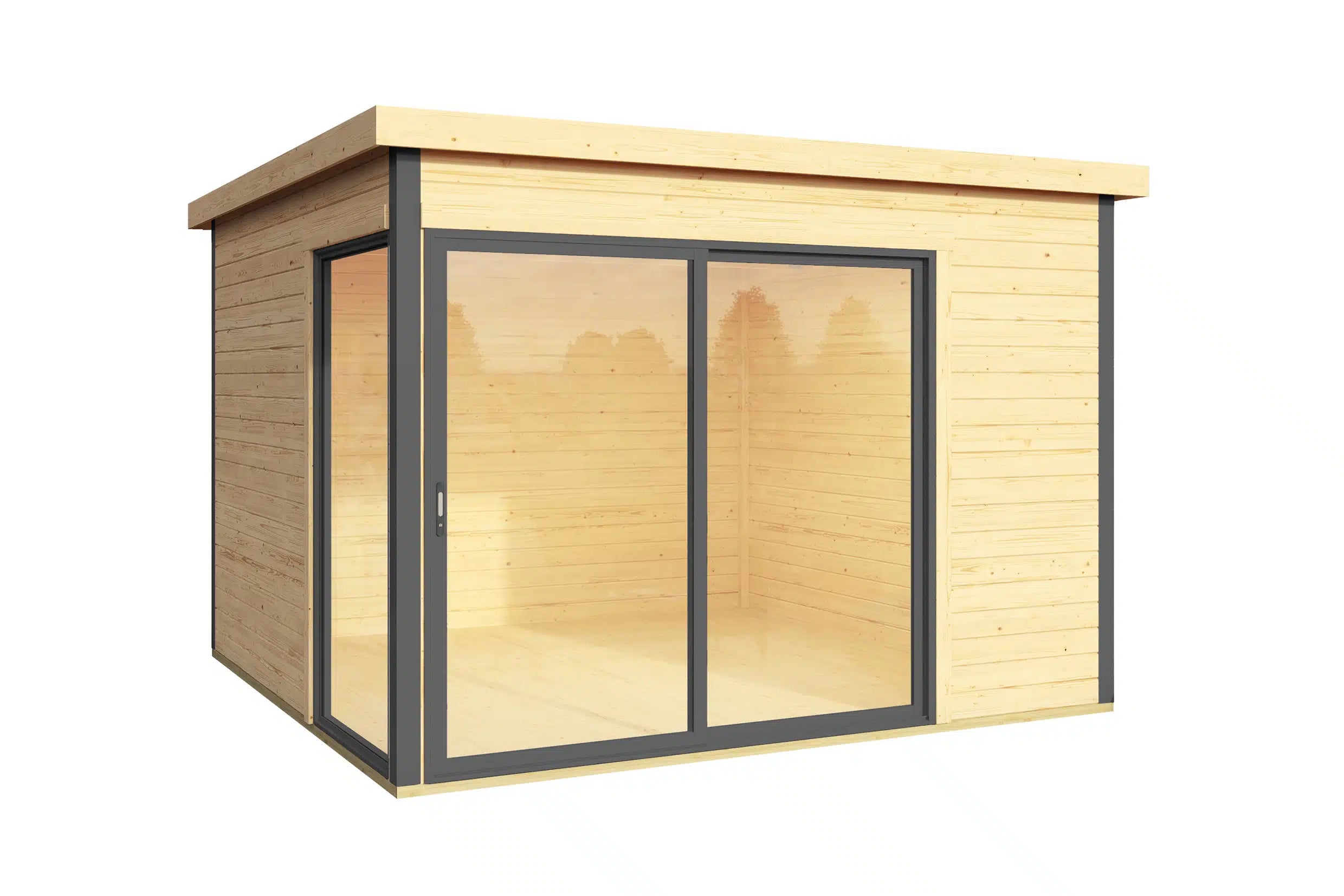 Garten Weka Designhaus mit Schiebetür und Fenster, mit Flachdach aus Fichtenholz - Nutzen Sie den Garten als Wohnerweiterung
