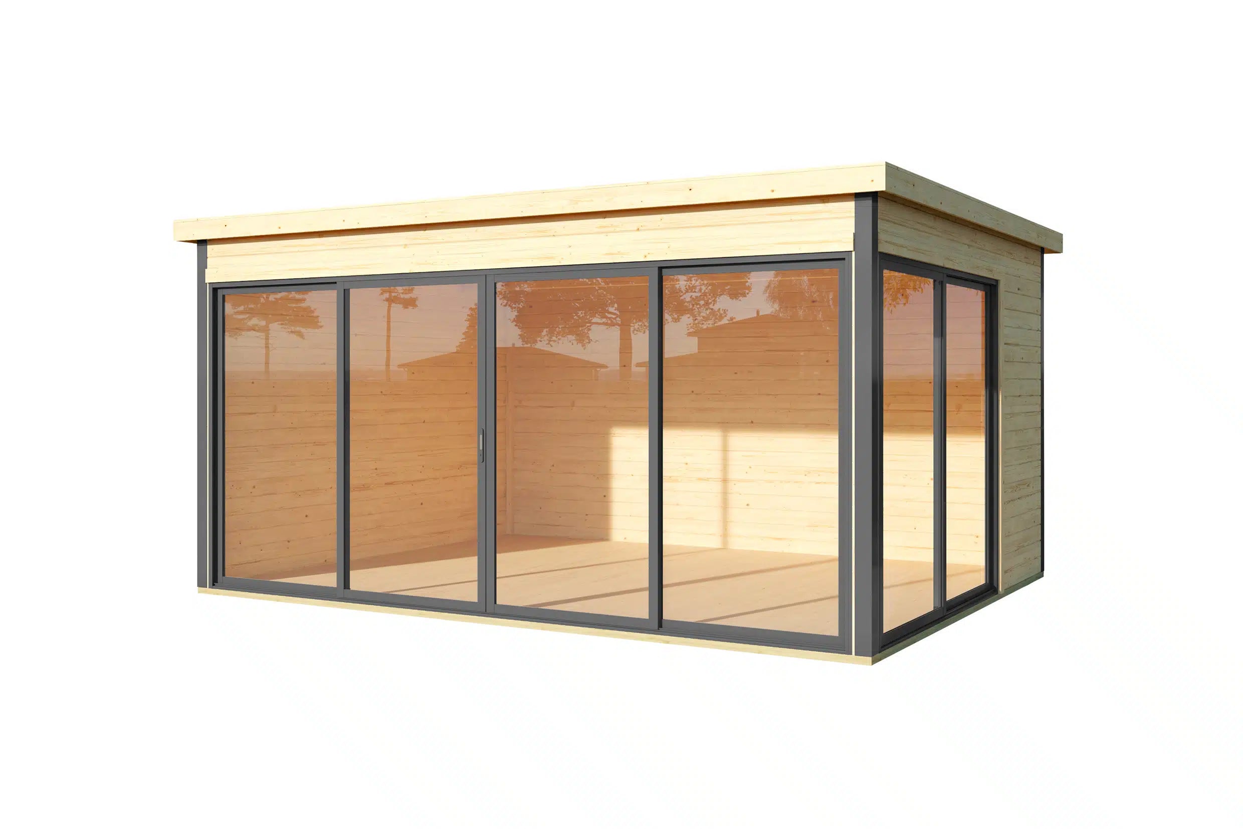 Garten Weka Designhaus mit Schiebetür und Fenster, mit Flachdach aus Fichtenholz - Nutzen Sie den Garten als Wohnerweiterung