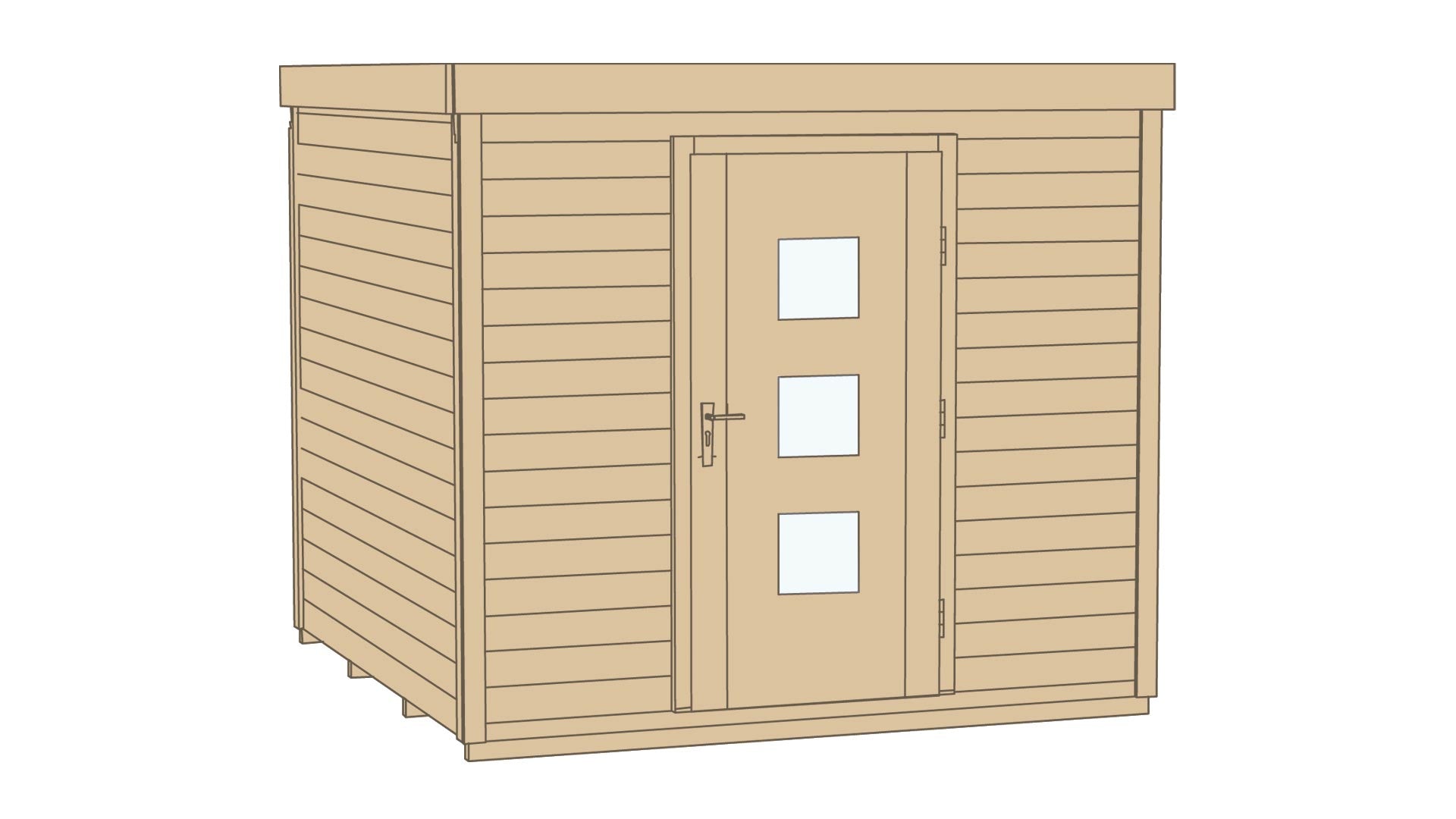 Weka Design Gartenhaus mit Flachdach aus Fichtenholz - Nutzen Sie den Wohnraum als Wohlfühl-Oase oder zum verstauen ihrer Garten Werkzeuge