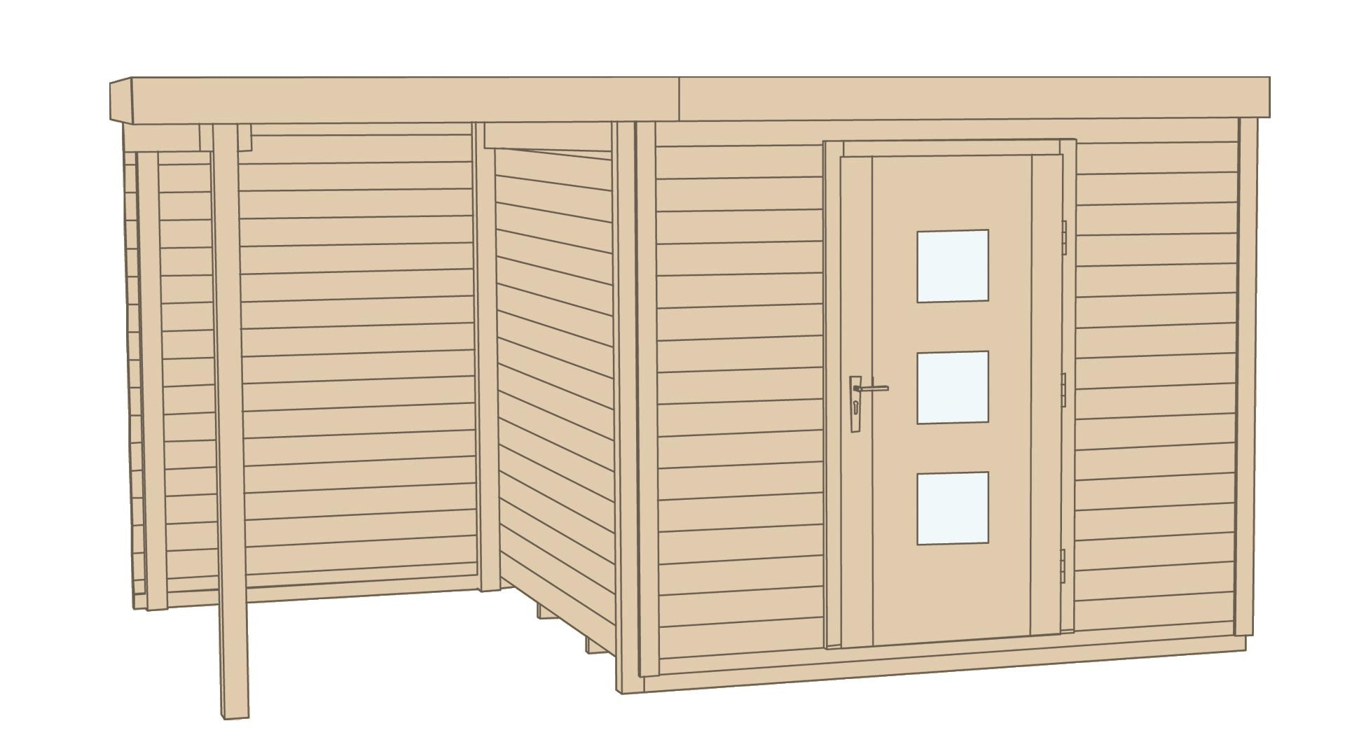garten weka designhaus mit anbau fichtenholz flachdach