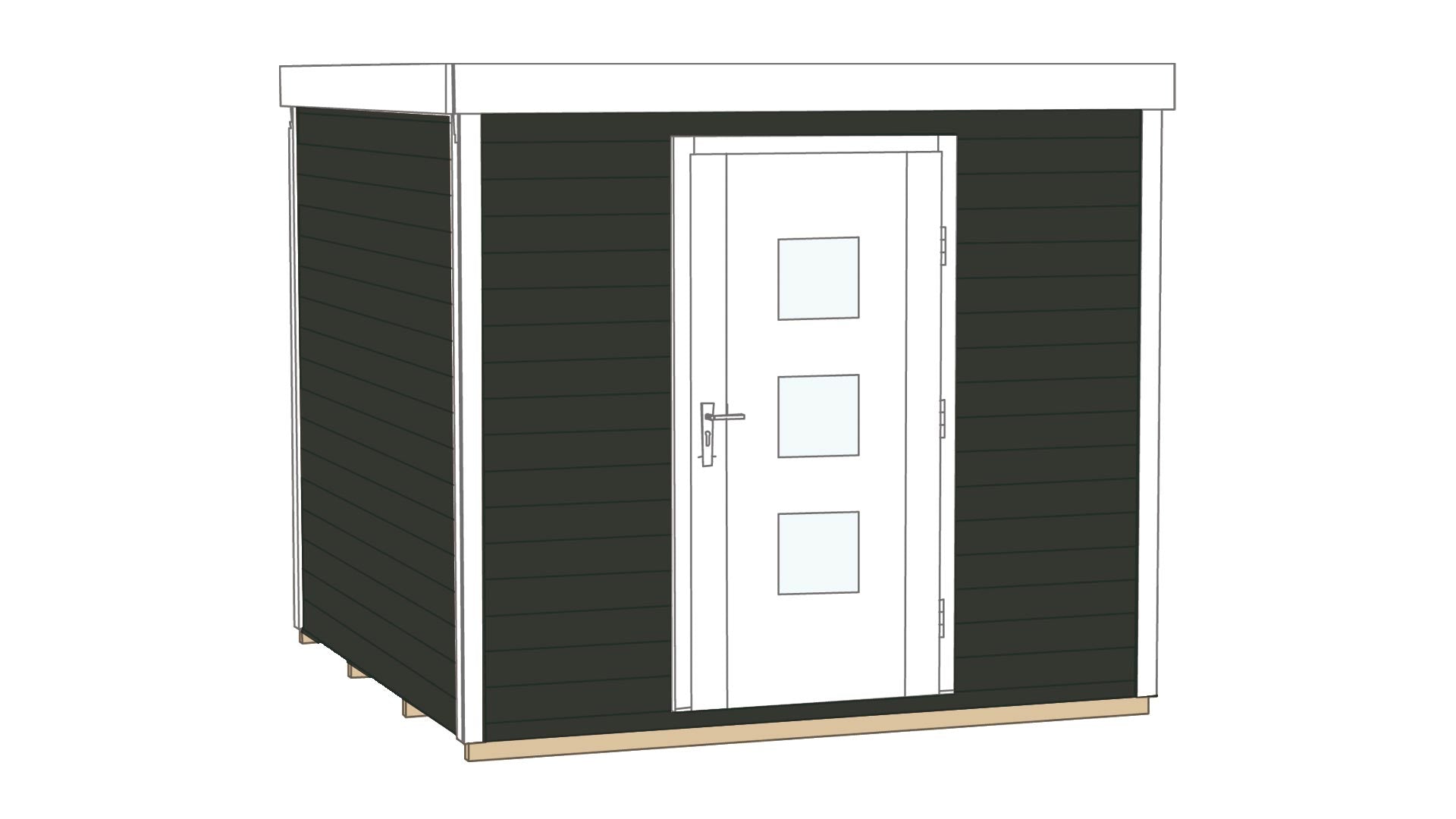 Weka Design Gartenhaus mit Flachdach aus Fichtenholz in anthrazit - Nutzen Sie den Wohnraum als Wohlfühl-Oase oder zum verstauen ihrer Garten Werkzeuge