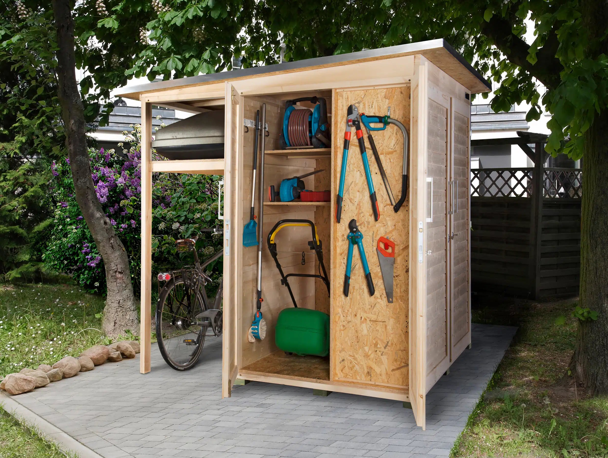 weka garten gartenschrank aus fichtenholz mit flachdach- verstauen sie sicher ihre Gartenwerkzeuge