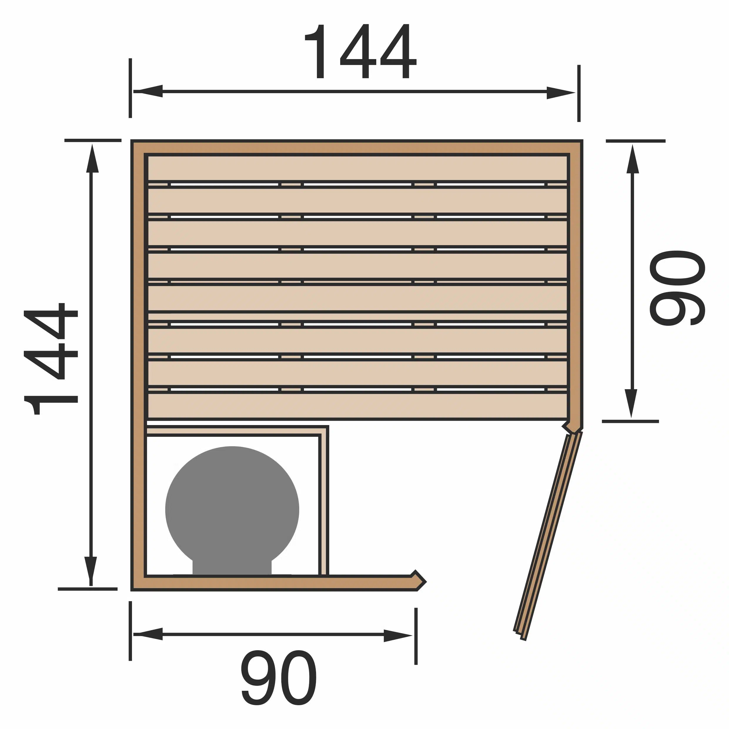 sauna maße 144x144